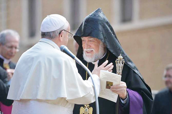 Pope Francis met with His Holiness Aram I, Catholicos of the Great House of Cilicia on Thursday at the Vatican