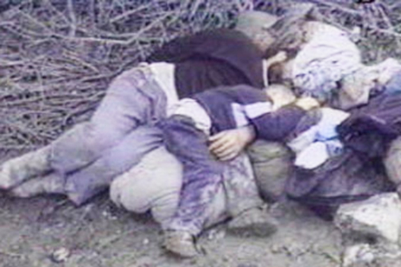 The corpses of Armenians piled up in Maragh after Azerbaijani forces massacred the residents in 1992