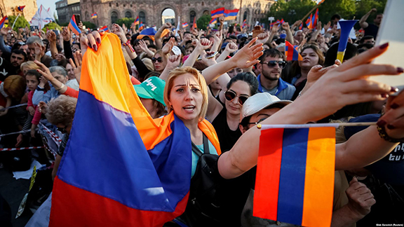 A group of protesters during Armenia's People's Movement