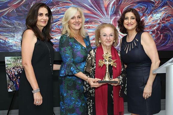 From l to r: ARF Central Committee Representative Dr. Carmen Ohanian, ARS Regional Executive Chairperson Silva Poladian, honoree Haigoush Keghinian Kohler, ARS Javakhk Fund Committee Chairperson Lena Bozoyan