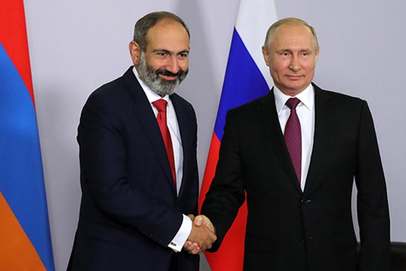 In Sochi, Russia, Prime Minister Nikol Pashinyan (left) met with Russian President Vladimir Putin