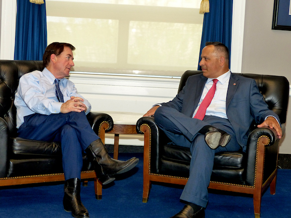 House Foreign Affairs Committee Chairman Ed Royce (R-CA) with ANCA Chairman Raffi Hamparian discussing a second MCC grant for Armenia and opportunities to advance a range of shared US-Armenia priorities.