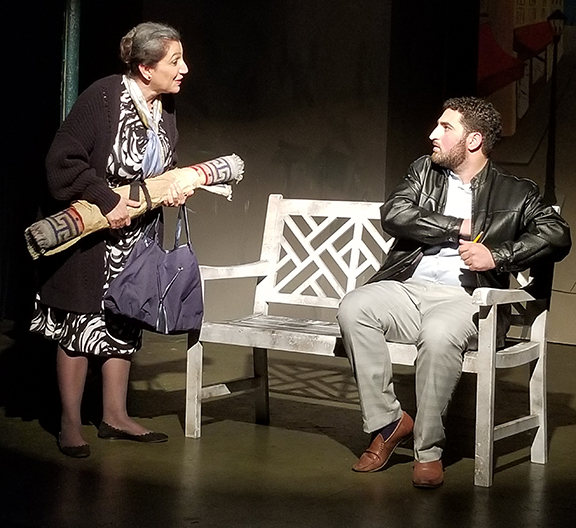 Maral Varjabedian as Mrs. Yebrakseh and Kevork Habeshian as Norayr in "Bjegh Muh Anoush Sird" (A Bit of a Kind Heart)