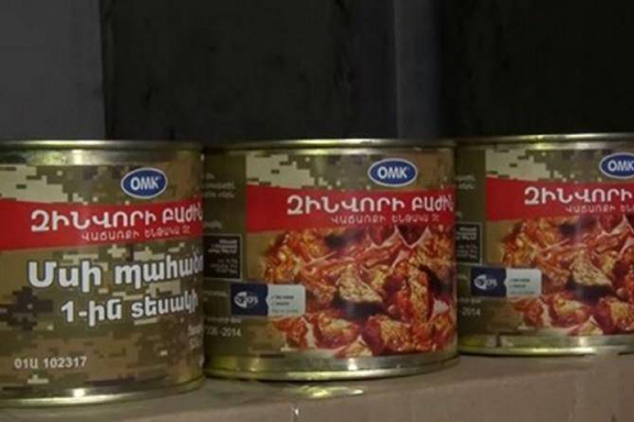More canned foods earmarked for soldiers were seized on Wednesday from Gen. Manvel Grigoryan's Artsakh home