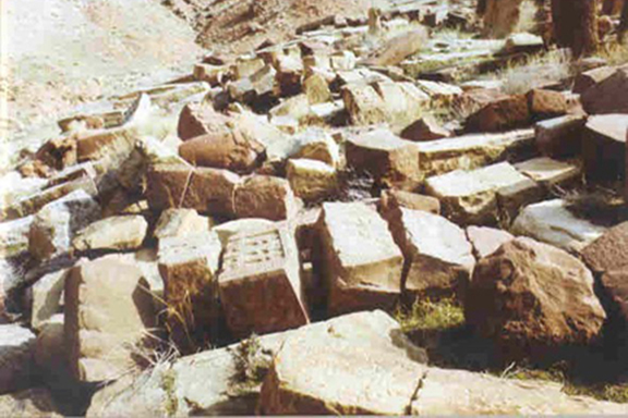 The demolished Armenian cross stones in Djulfa