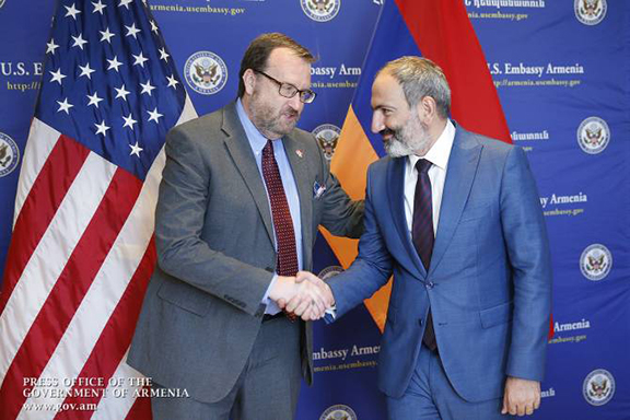 U.S. Ambassador to Armenia Richard Mills with Prime Minister of Armenia Nikol Pashinyan.