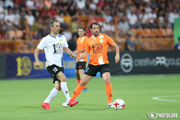French footballer Youri Djorkaeff (of Armenian descent) playing in Yerevan.