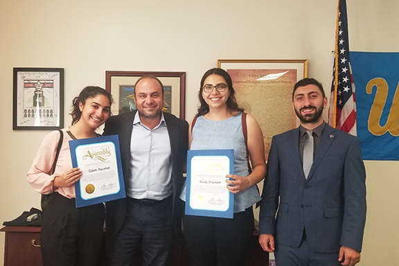 The ANCA-WR 2018 summer interns with CA State Assemblymember Adrin Nazarian