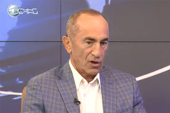 Former president Robert Kocharian during an interview over the summer with Yerkir Media