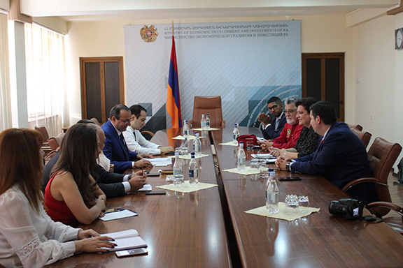 In addition to Minister of Economic Development and Investments, Deputy Ministers Mane Adamian and Avag Avanesyan as well as the Head of the Department of International Cooperation Armen Ayvazyan participated in the meeting.