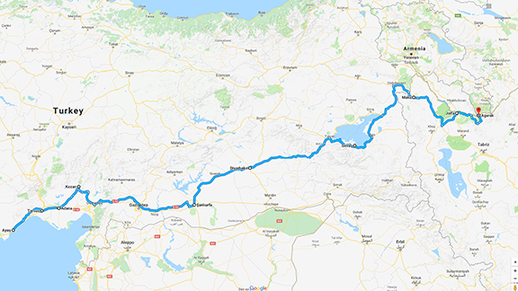 The route of the bike ride