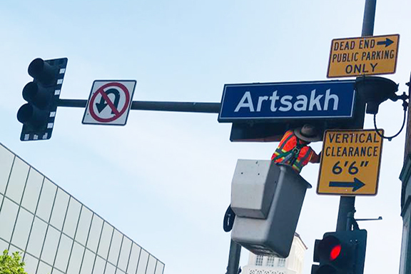 Signs for Artsakh Avenue were installed last week in anticipation of Tuesday's official unveiling at 9 a.m.