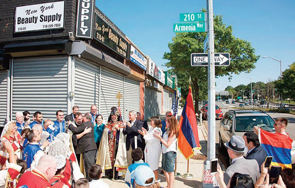 Members of the New York Armenian community gathered for the inauguration of "Armenia Way" in Queens