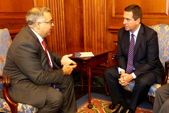 House Intelligence Committee Chairman Devin Nunes confers with ANCA Executive Director Aram Hamparian regarding U.S. reliance on Turkey’s Incirlik Airbase