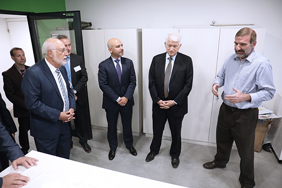 Dr. Michael Kouchakdjian, Director of the Entrepreneurship and Product Innovation Center, speaks with the UCLA delegation.