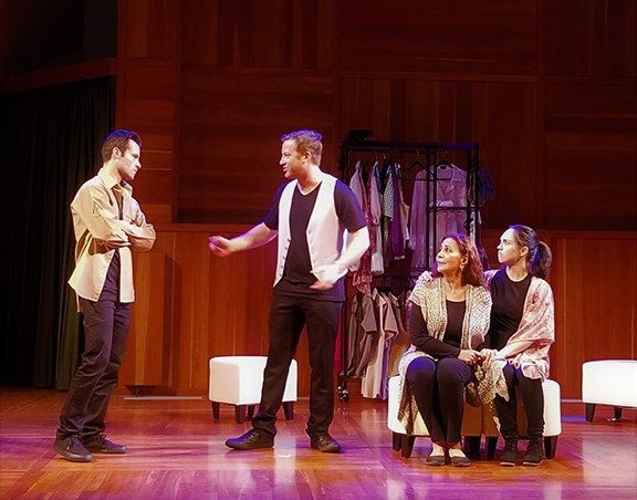 Will Maizel, Robert Walters, Jade Hykush, and Baily Sorrel in a scene from "The Armenian Play (or Opera)"