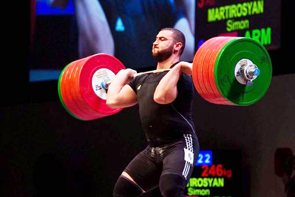 Simon Martirosyan during competition in Turkmenistan, where he was crowned world champion on Friday