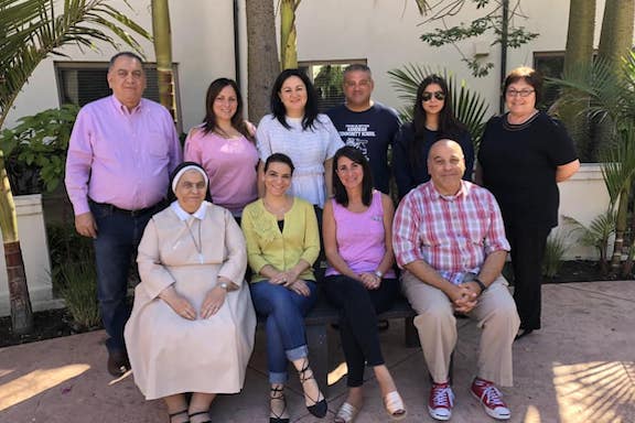 Front Row (from l to r): Sister Lucia from Armenian Sisters Academy (Montrose), Mrs. Maral Boyadjian from Sahag-Mesrob Armenian Christian School (Altadena), Mrs. Grace Andonian from Krouzian-Zekarian-Vasbouragan Armenian School (San Francisco), Mr. Shahé Mankerian from St. Gregory Hovsepian School (Pasadena). Back Row (from l to r): Mr. John Kossakian form Cabayan Elementary School (North Hills), Mrs. Arpi Avanesian from AGBU Manoogian-Demirdjian School (Canoga Park), Mrs. Sossi Shanlian from Ferrahian High School (Encino), Mr. Curtis Shamlin from Charlie Keyan Armenian Community School (Clovis), Ms. Sanan Shirinian from Ari Guiragos Minassian Armenian School (Santa Ana), Mrs. Lina Arslanian from Merdinian School (Sherman Oaks).