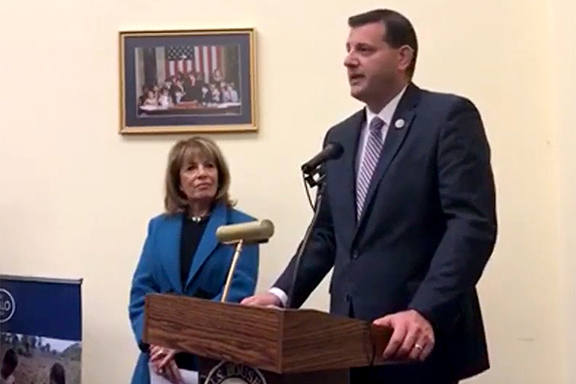 Rep. David Valadao and Rep. Jackie Speier at the launch of their bi-partisan Congressional Unexploded Ordnance (UXO)/Demining Caucus