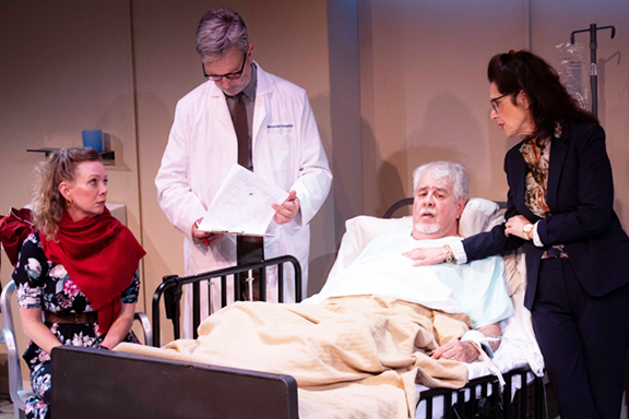 Leslie Ayvazian (r.) both wrote and starred in "100 Aprils" at Rogue Machine. (Photo by Michelle Hanzelova)
