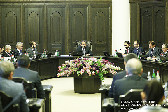 Acting Prime Minister Nikol Pashinyan during a cabinet meeting on Dec. 13, 2018