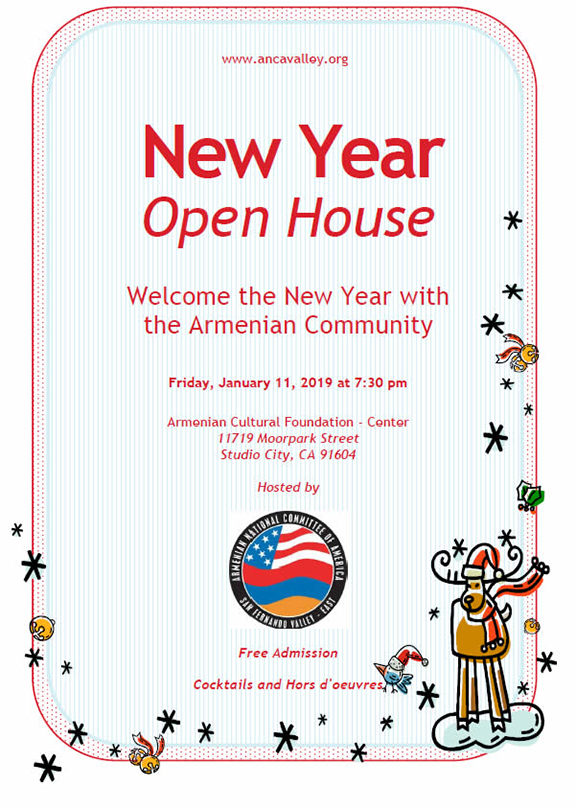 ANCA-East San Fernando Valley will host a New Year open house