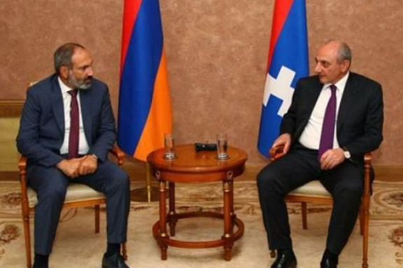 Acting Prime Minister Nikol Pashinyan with Artsakh President Bako Sahakian