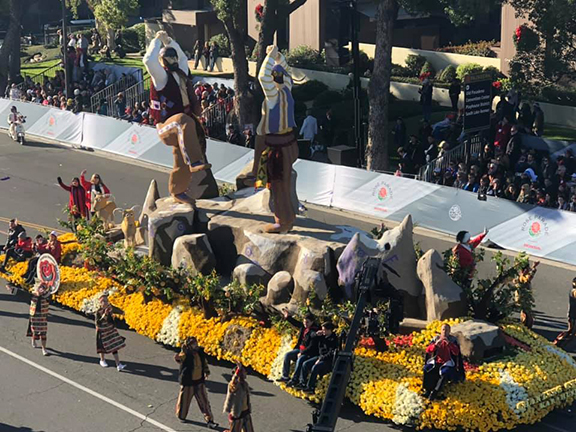 Carrying the theme “Chanting Stones: Karahunj,” the Armenian rose float celebrated the greatness of Armenian culture