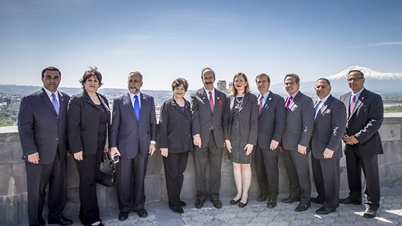 House Foreign Affairs Committee Chairman Eliot Engel (D-NY) center with Congressional delegation members and ANCA national and regional leaders in Yerevan, Armenia - April 24, 2014.