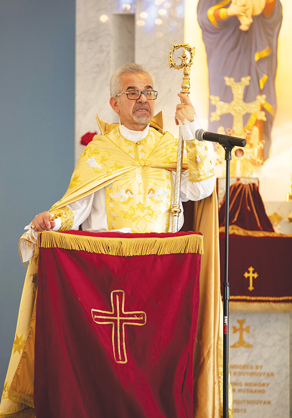 Archbishop Moushegh Mardirossian during church service