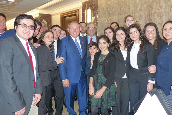 Senator Robert Menendez (D-NJ) with the ANCA team of veteran and youth advocates during the January 3rd swearing-in of the 116th Congress.