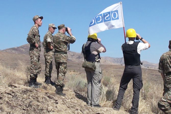 OSCE representatives on a monitoring mission on the Artsakh-Azerbaijan border