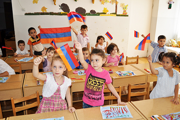 Students at a school in Armenia
