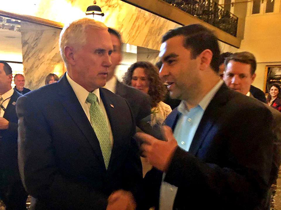 ANCA Governmental Affairs Director Raffi Karakashian speaks to Vice President Mike Pence