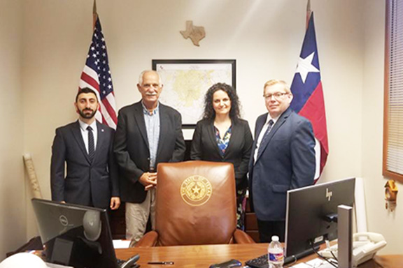 From l to r: ANCA-WR Government Relations Coordinator Serob Abrahamian, Texas Representative Leo Pacheco, activist Anna Astvatsaturian Turcotte, and local activist Albert Davitian.