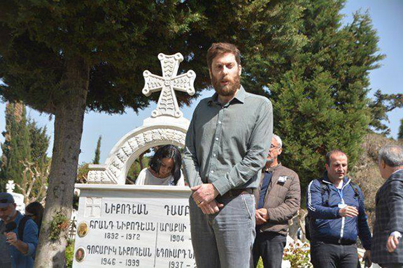 Alexis Kalk speaking at Sevag Balıkçı’s memorial service, Istanbul, Turkey, April 24, 2019. (Photo by Murad Mıhçı)