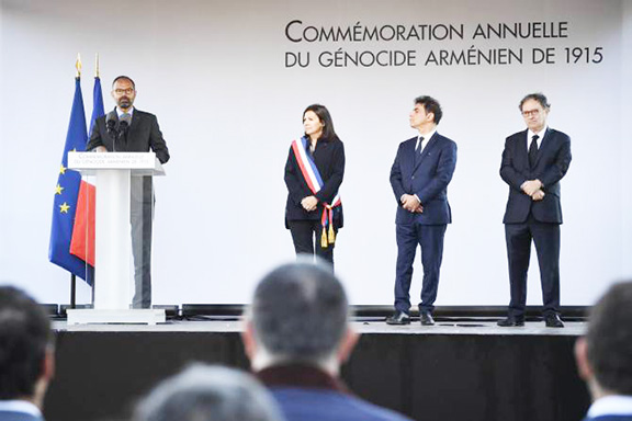 French Prime Minister Édouard Philippe speaks at a Genocide commemoration in Paris City Hall