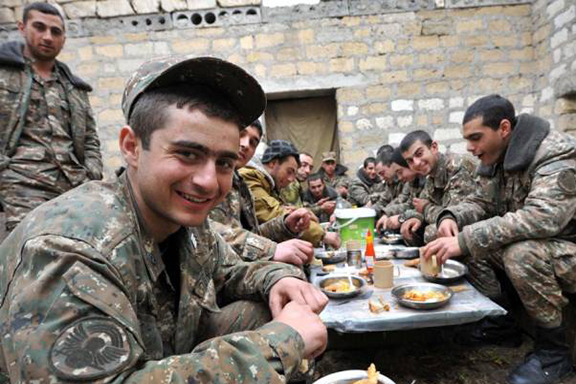 Armenian soldiers on break (Photo by Armenpress)