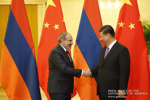 Prime Minister Nikol Pashinyan meets with President Xi Jinping in Beijing on May 14