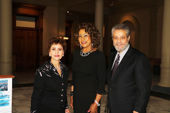 Judge Thelma Wyatt Cummings Moore (center) with ANC Georgia’s Dr. Vardui Agasarkisian-Jinian (left) and Dr. Sarkis Agasarkisian (right) at the Armenian Genocide Commemoration at the Georgia State Capitol