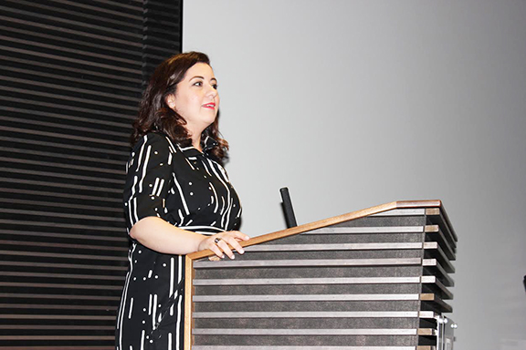 Panel moderator Aline Barsoumian