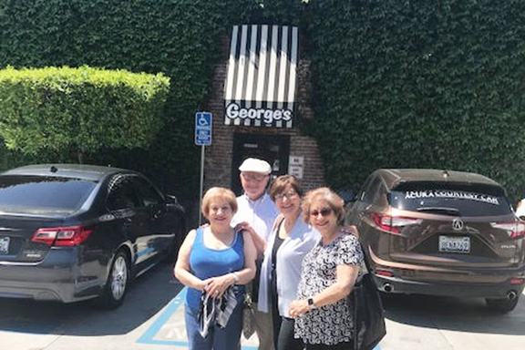 In front of George’s Restaurant