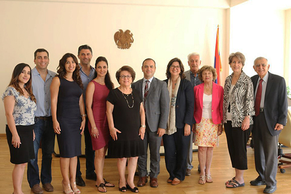 The Armenian Educational Foundation delegation met with Commissioner for Diaspora Affairs Zareh Sinanyan and Chief of Staff Sara Anjargolian to discuss Armenia-Diaspora relations on July 10