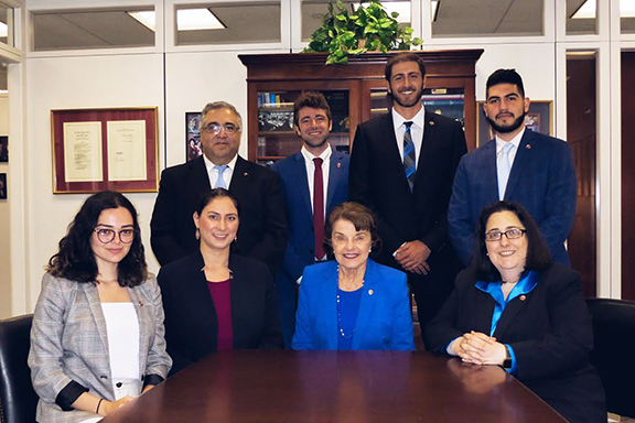The ANCA D.C. team with Californian members of the Leo Sarkisian Internship following a meeting with Senator Feinstein to discuss Armenia and Artsakh related issues this past June