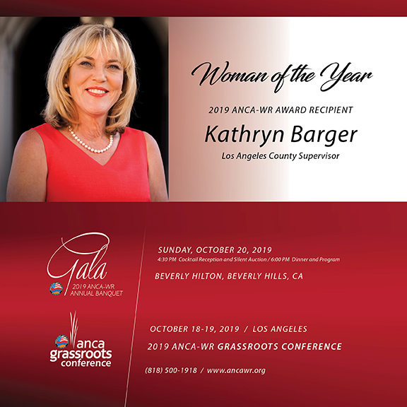 LA County Supervisor Katheryn Barger to be honored by ANCA-WR