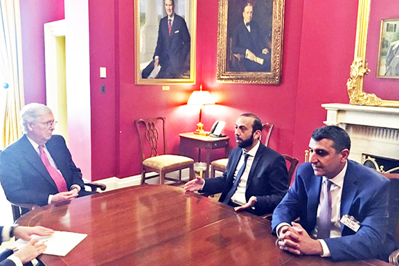 Senate Majority Leader Mitch McConnell meets with Armenia's Parliament Speaker Ararat Mirzoyan