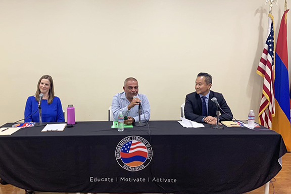 From l to r: Loraine Lundquist, Ara Khachatourian, John Lee