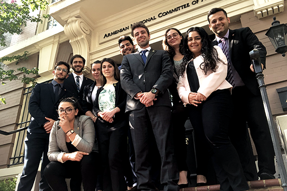 The author, Varant Anmahouni, with the ANCA Leo Sarkisian and Maral Melkonian Avetisyan summer internship team of 2019