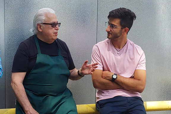 ANC Richmond's Bedros Bandazian chatting with ANCA Leo Sarkisian Summer intern Daron Pogharian at the 73rd annual ANC picnic