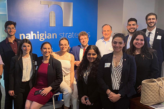 Daron Pogharian and the ANCA Leo Sarkisian interns with prominent political consultant Keith Nahigian of Nahigian consulting